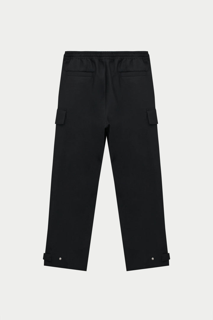 PLEATED WIDE LEG WOOL BLEND TROUSERS