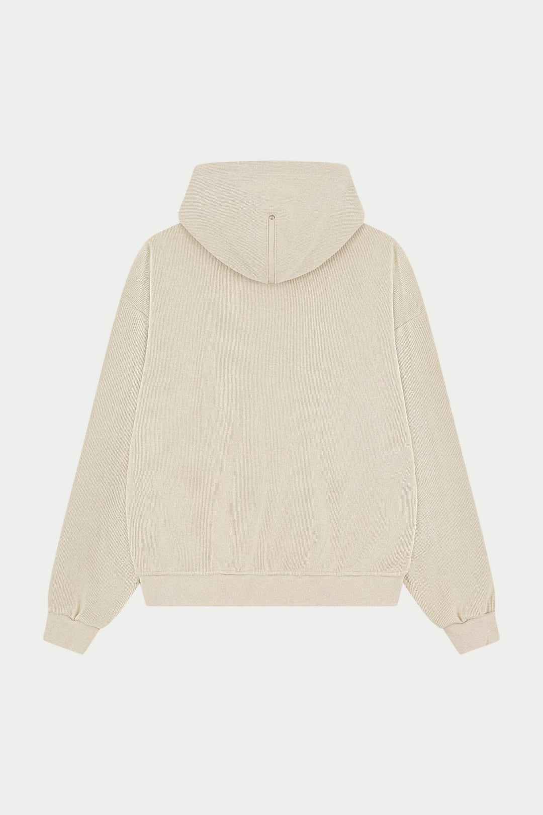 KNIT CONTRAST BINDING ZIP THROUGH HOODIE BEIGE