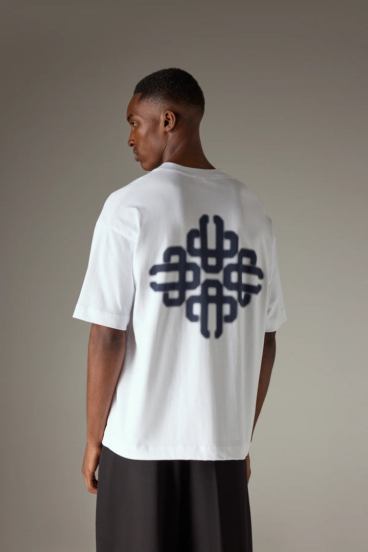 BLURRED GRAPHIC EMBLEM T-SHIRT NAVY