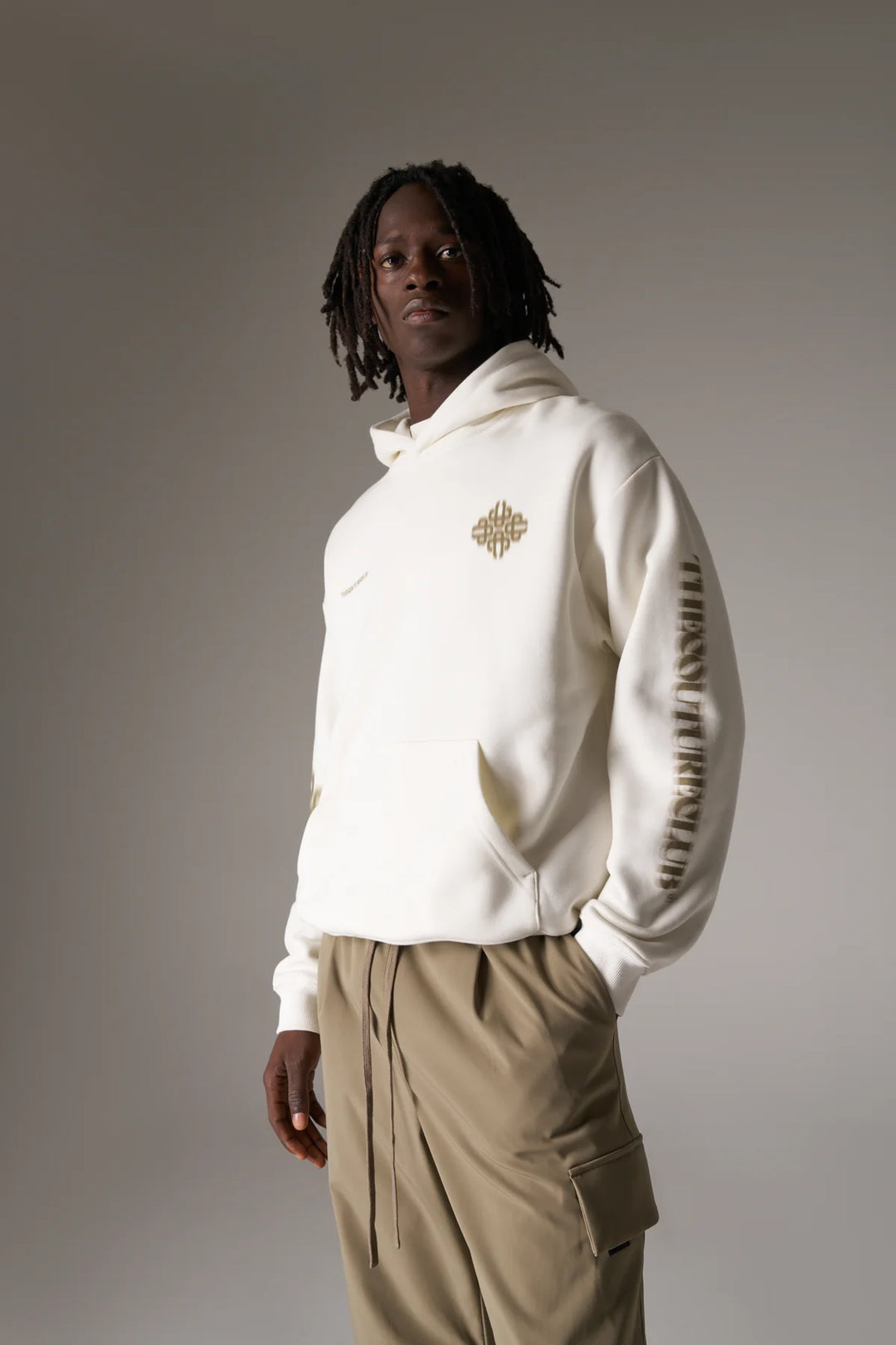 MOTION BLURRED EMBLEM HOODIE KHAKI