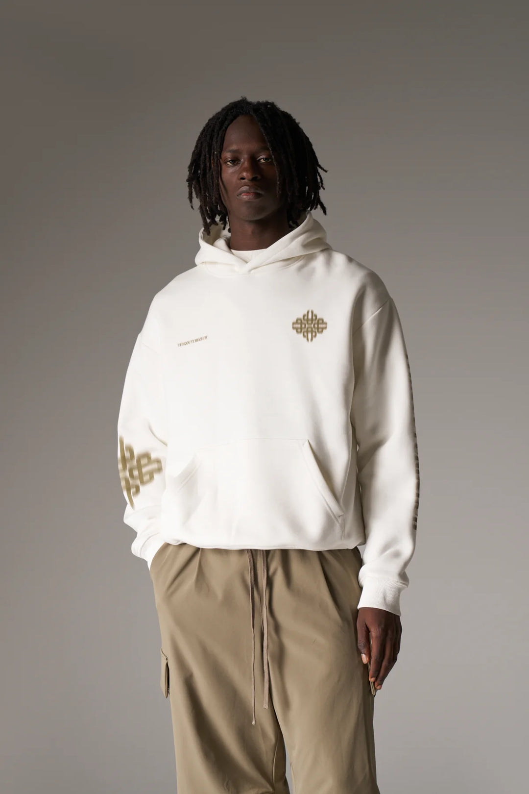 MOTION BLURRED EMBLEM HOODIE KHAKI