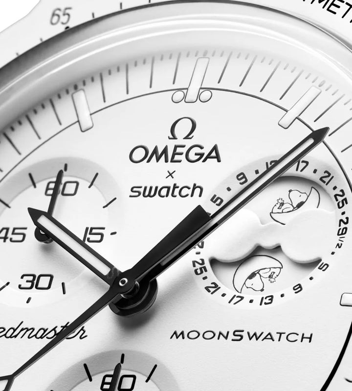 SWATCH X OMEGA BIOCERAMIC MOONSWATCH MISSION TO MOONPHASE SNOOPY SO33W700 שעון אומגה בשיתוף פעולה עם סווטש