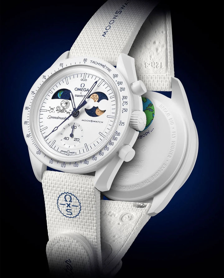 SWATCH X OMEGA BIOCERAMIC MISSION TO EARTHPHASE MOONSHINE GOLD "COLD MOON" SO33W701L שעון אומגה בשיתוף פעולה עם סווטש - מהדורה מוגבלת