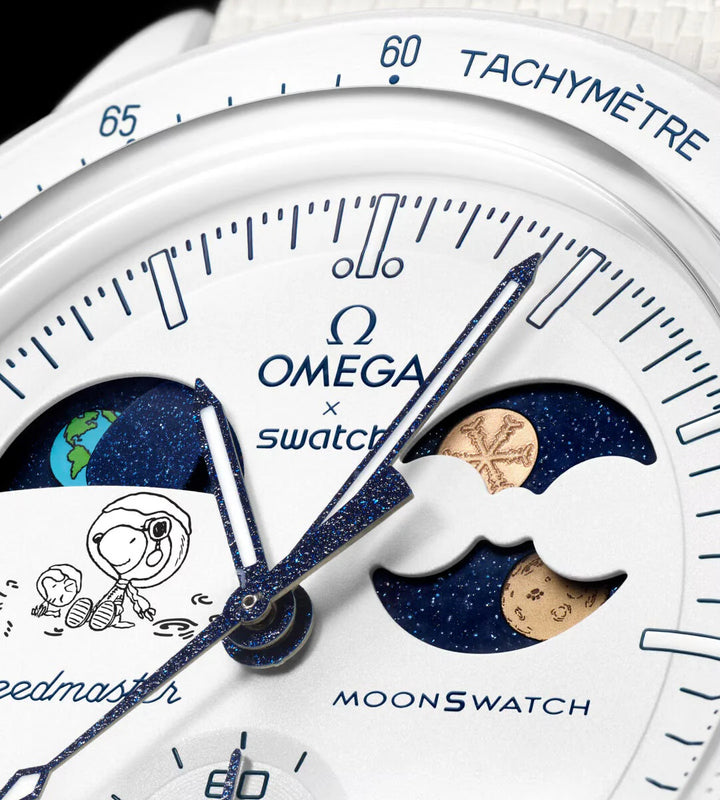 SWATCH X OMEGA BIOCERAMIC MISSION TO EARTHPHASE MOONSHINE GOLD "COLD MOON" SO33W701L שעון אומגה בשיתוף פעולה עם סווטש - מהדורה מוגבלת
