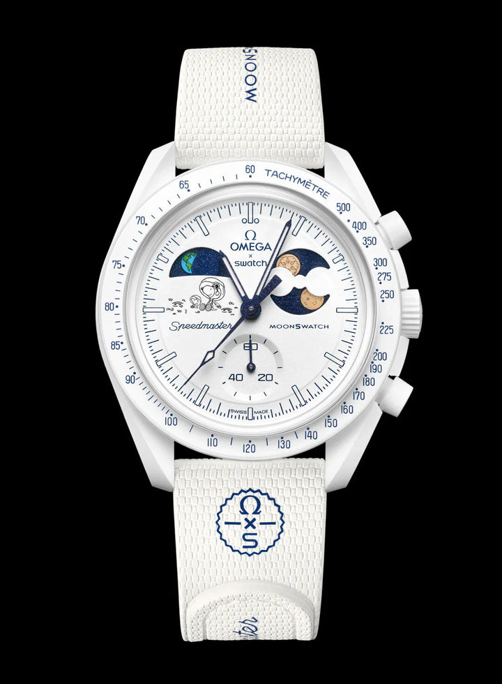 SWATCH X OMEGA BIOCERAMIC MISSION TO EARTHPHASE MOONSHINE GOLD "COLD MOON" SO33W701L שעון אומגה בשיתוף פעולה עם סווטש - מהדורה מוגבלת