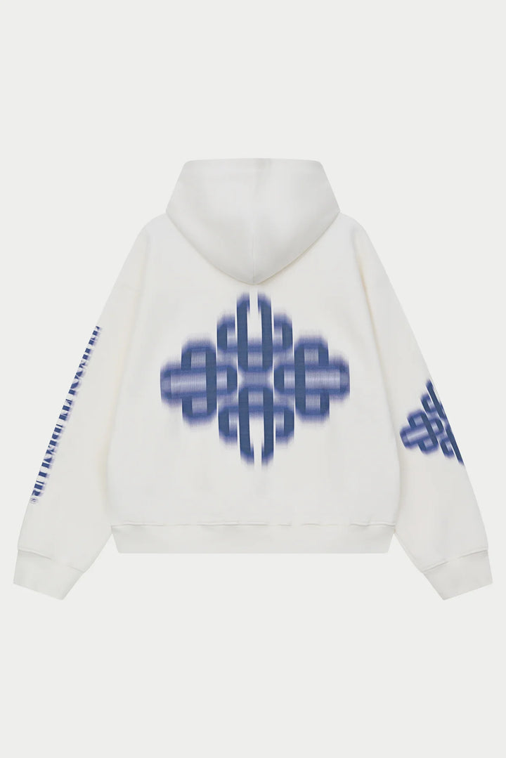MOTION BLURRED EMBLEM HOODIE blue