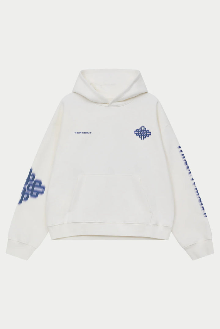 MOTION BLURRED EMBLEM HOODIE blue