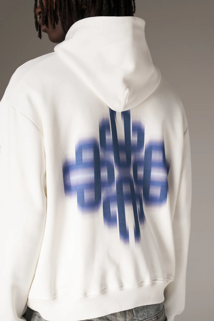MOTION BLURRED EMBLEM HOODIE blue