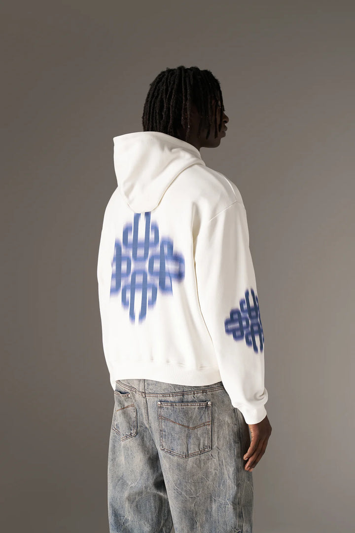 MOTION BLURRED EMBLEM HOODIE blue