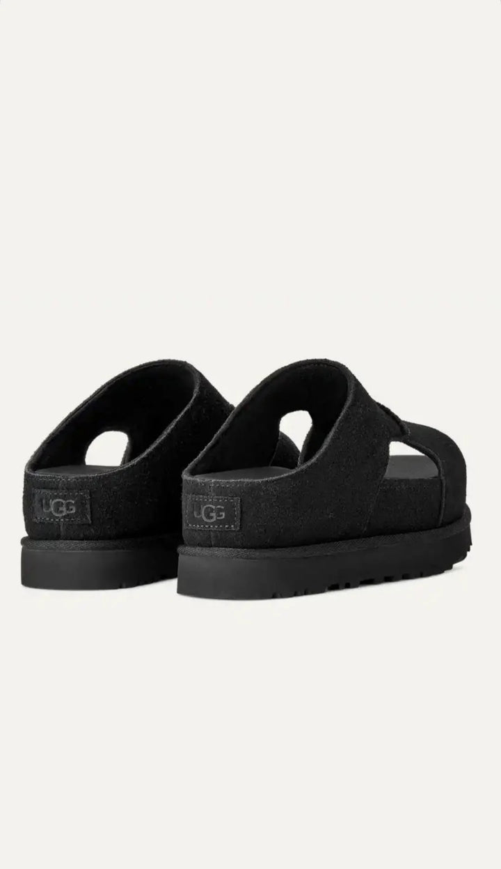 Goldenstar Hi Cutout Slide black כפכפי אגג זמש שחורות