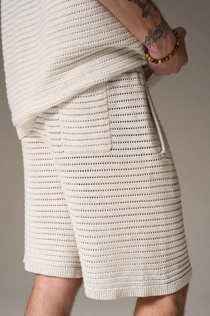 KNITTED SHORTS LIGHT GREY