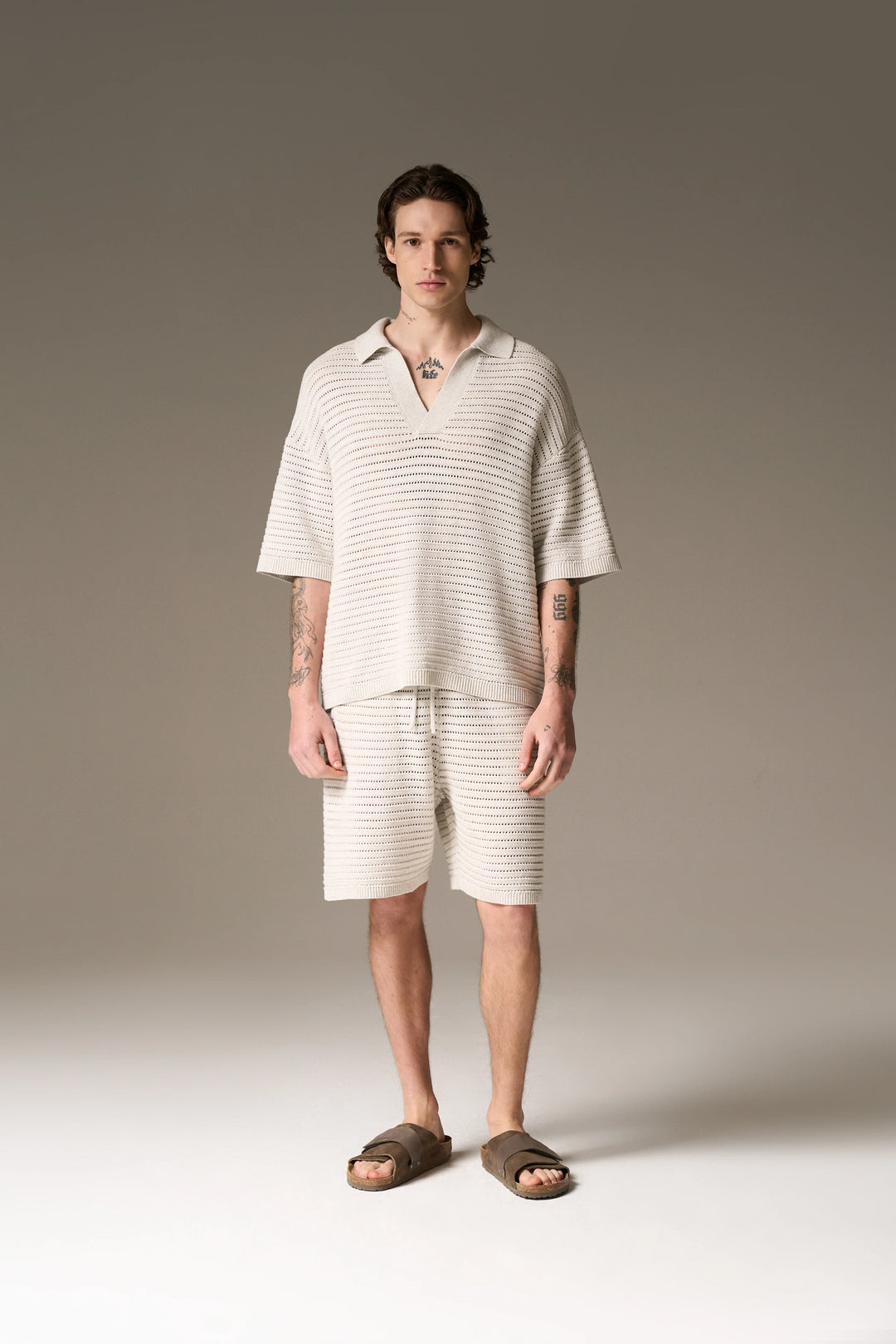 KNITTED SHORTS LIGHT GREY