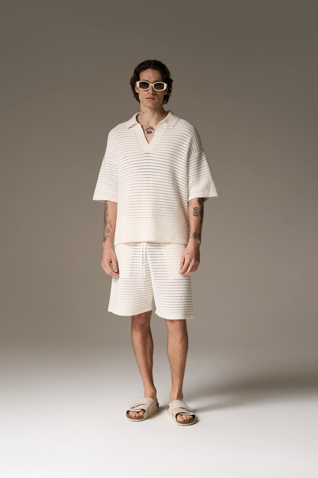 KNITTED POLO SHIRT WHITE