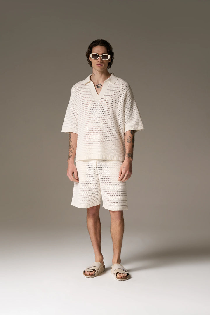 KNITTED POLO SHIRT WHITE