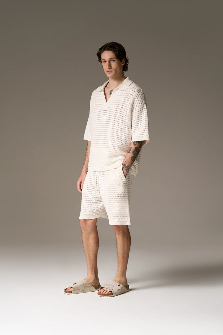 KNITTED POLO SHIRT WHITE