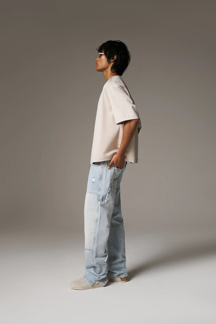 DENIM RIVET DETAIL CARPENTER JEANS
BLUE WASH
