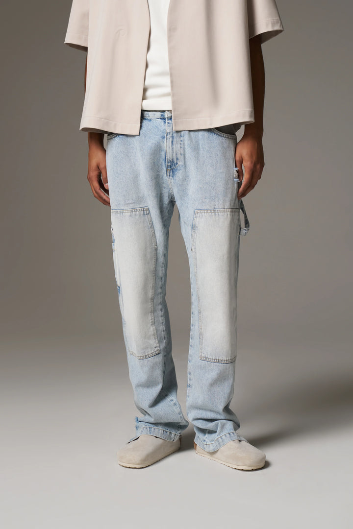 DENIM RIVET DETAIL CARPENTER JEANS
BLUE WASH