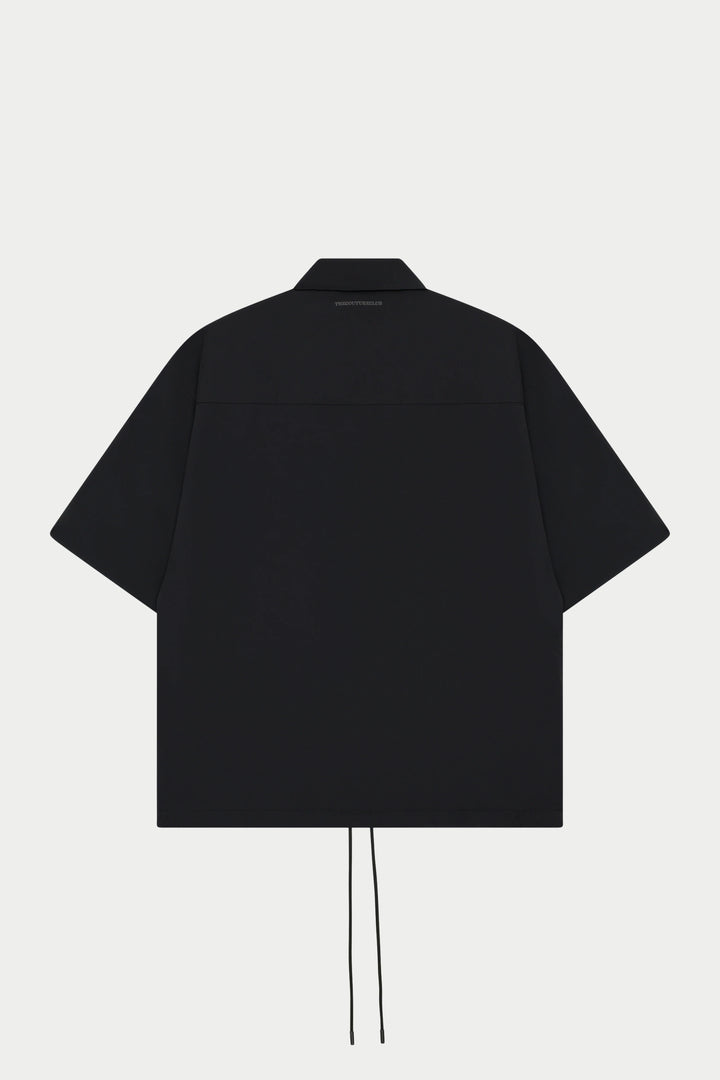 NYLON DRAWCORD SHIRT - BLACK