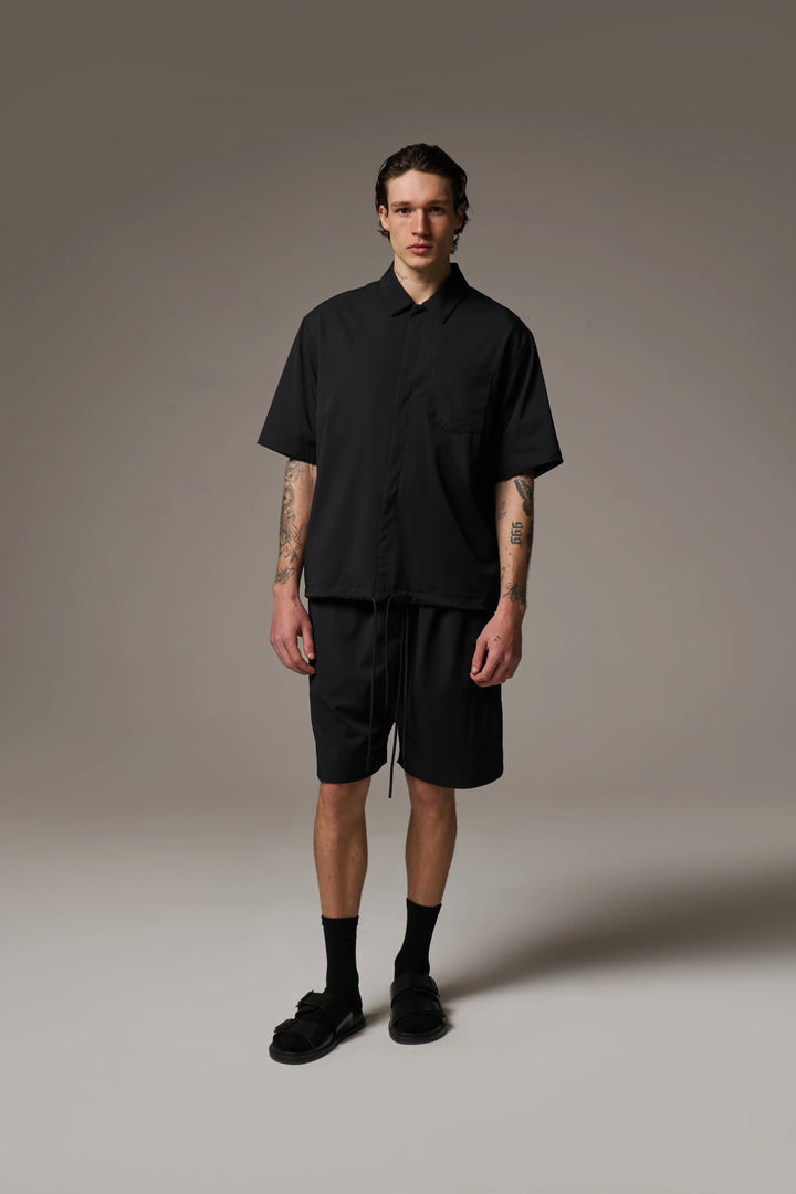 NYLON DRAWCORD SHORTS - BLACK