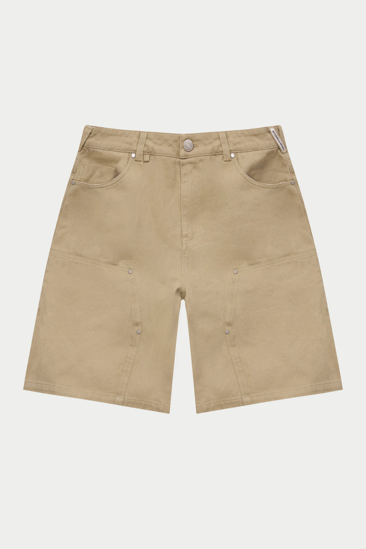 TWILL CARPENTER SHORTS - BEIGE