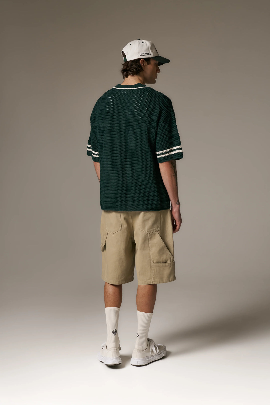 TWILL CARPENTER SHORTS - BEIGE