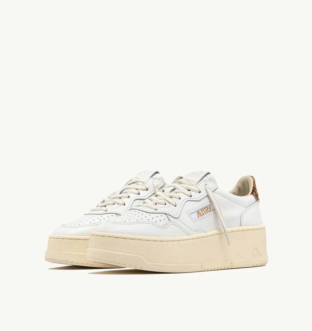 AUTRY MEDALIST PLATFORM LOW WOMEN VO01 LEAT/PONYSP WHT/LEOP