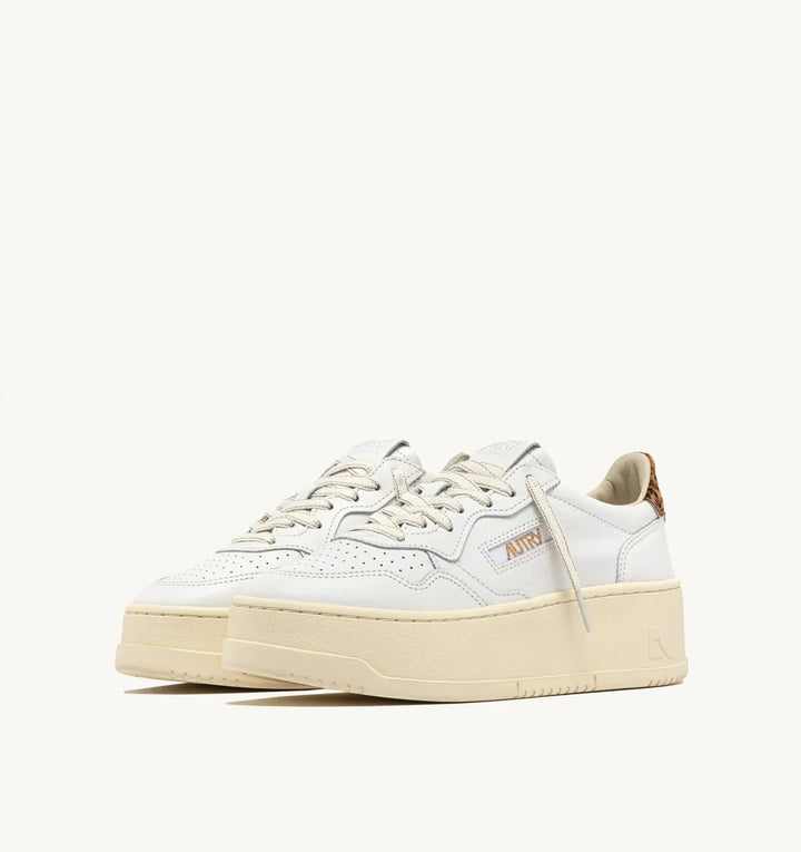 AUTRY MEDALIST PLATFORM LOW WOMEN VO01 LEAT/PONYSP WHT/LEOP