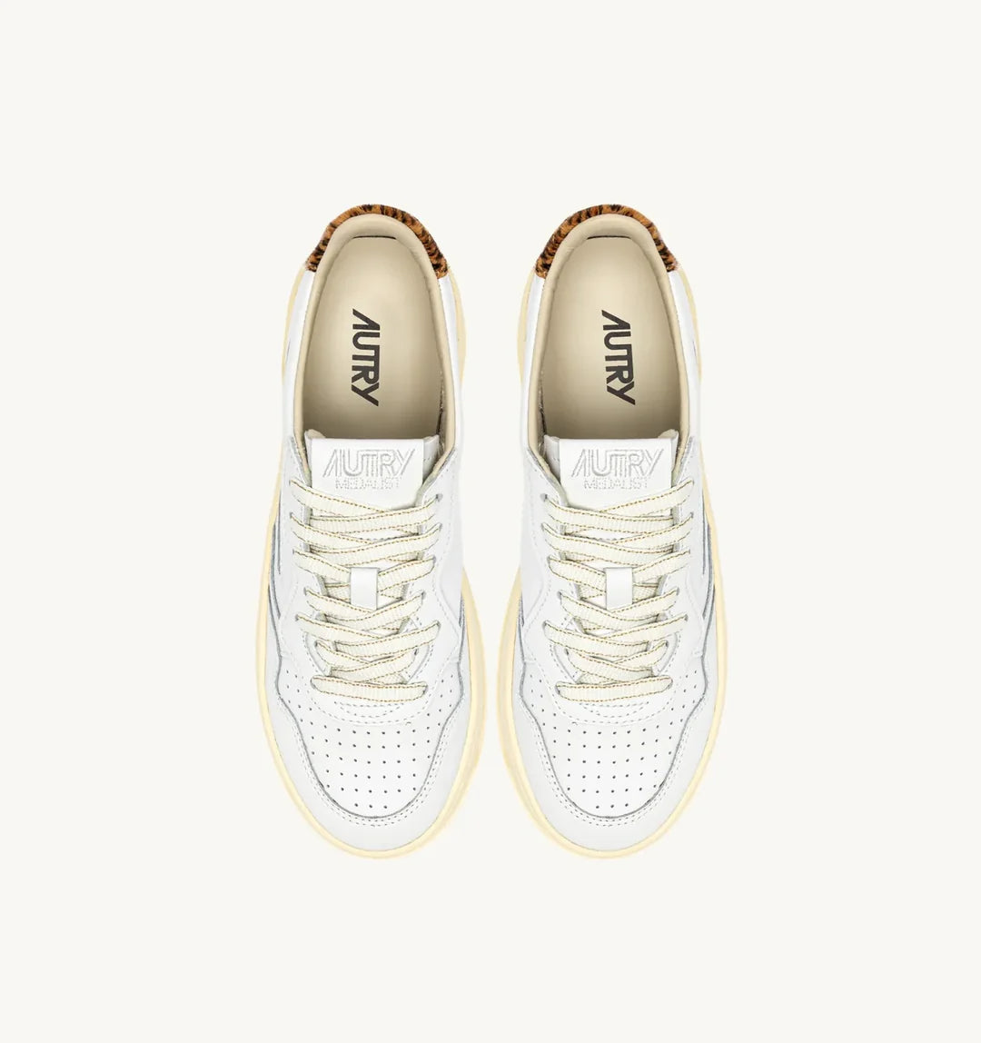 AUTRY MEDALIST PLATFORM LOW WOMEN VO01 LEAT/PONYSP WHT/LEOP