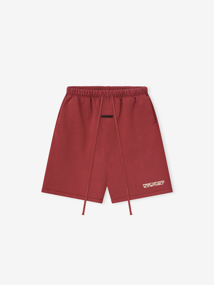 ESSENTIALS RELAXED SWEATSHORT CRIMSON