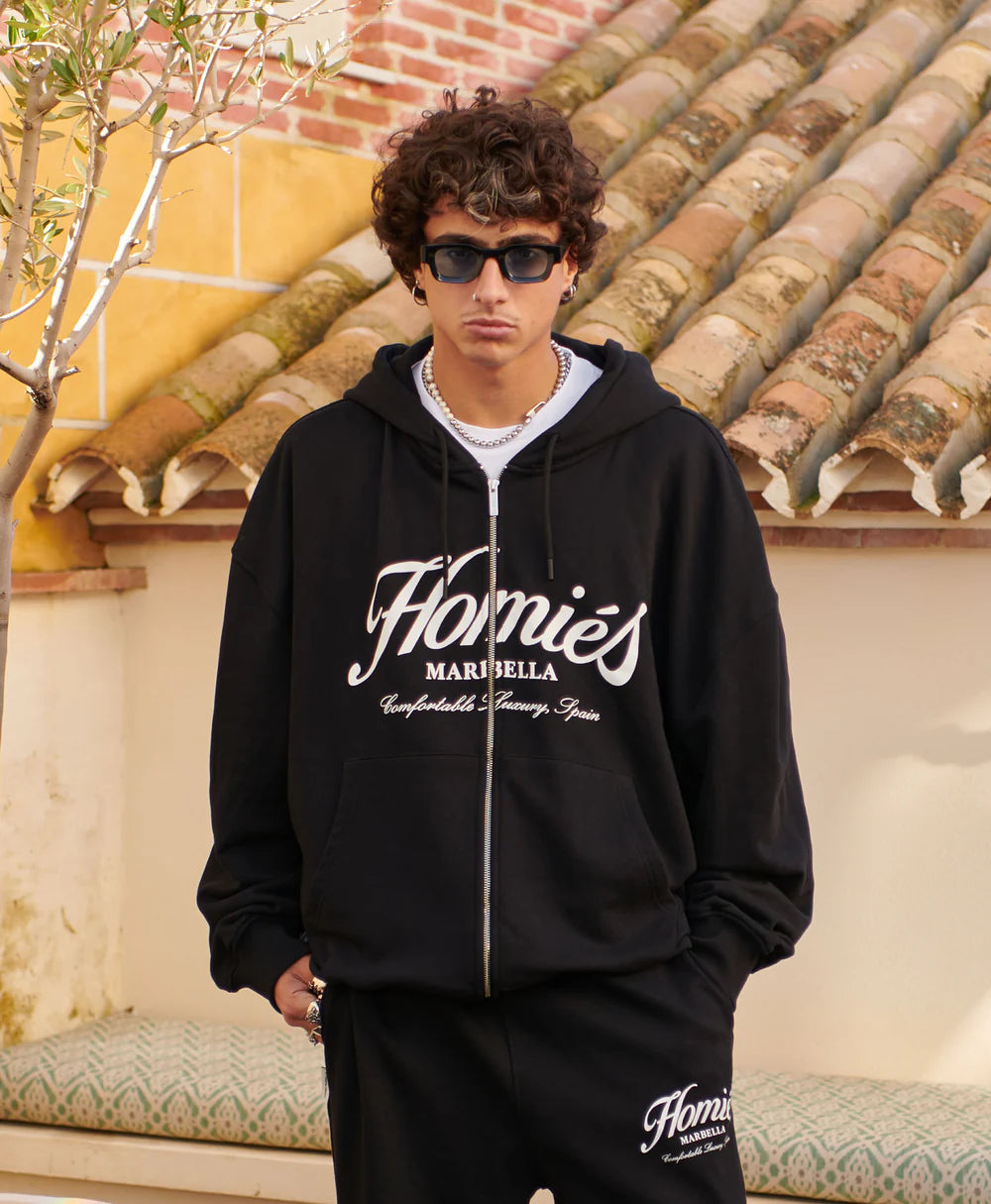 HOMIES ESSENTIALS ZIPPER HOODIE BLACK
