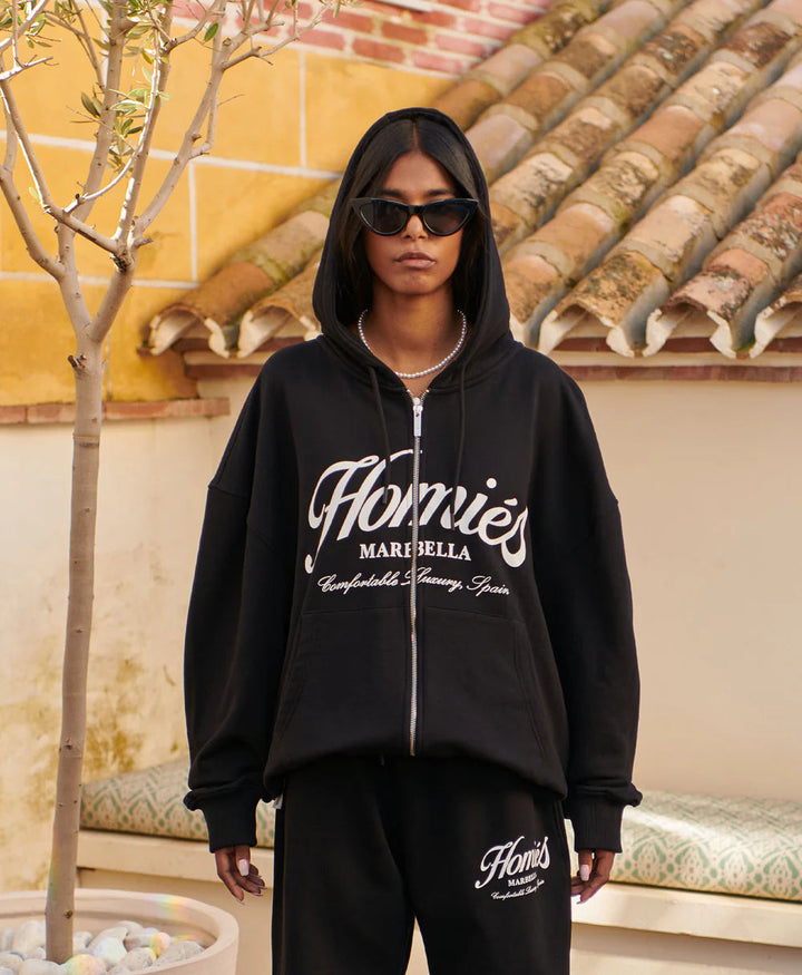 HOMIES ESSENTIALS ZIPPER HOODIE BLACK