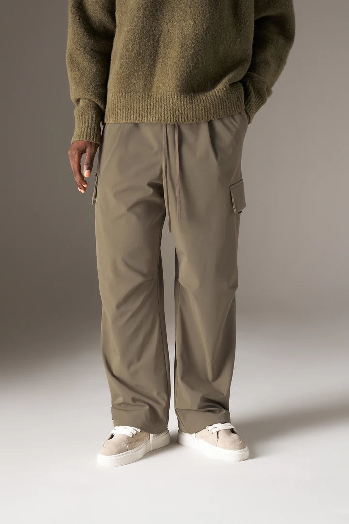 TECHNICAL WIDE LEG TROUSERS KHAKI