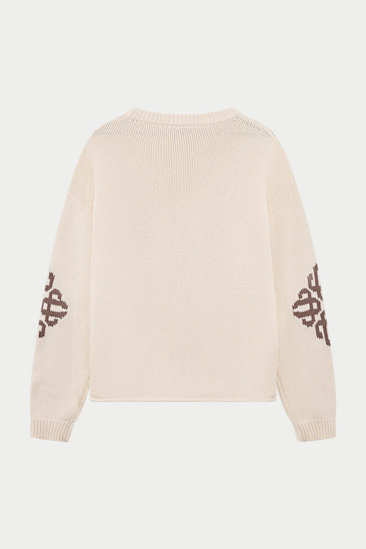CHUNKY KNIT EMBLEM JUMPER OFF WHITE