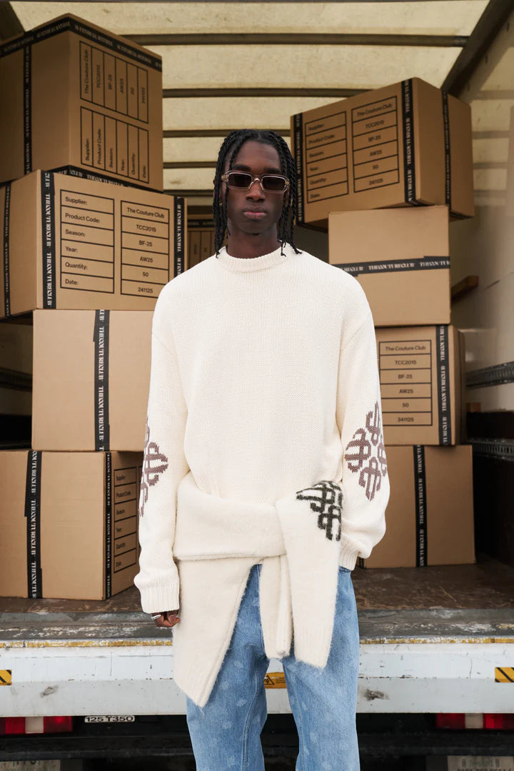 CHUNKY KNIT EMBLEM JUMPER OFF WHITE