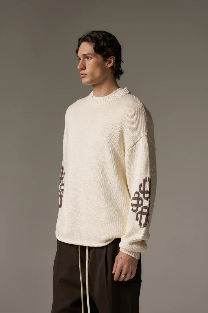 CHUNKY KNIT EMBLEM JUMPER OFF WHITE
