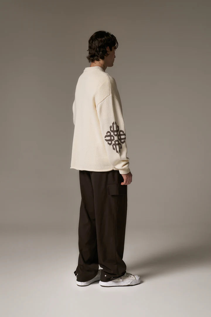 CHUNKY KNIT EMBLEM JUMPER OFF WHITE
