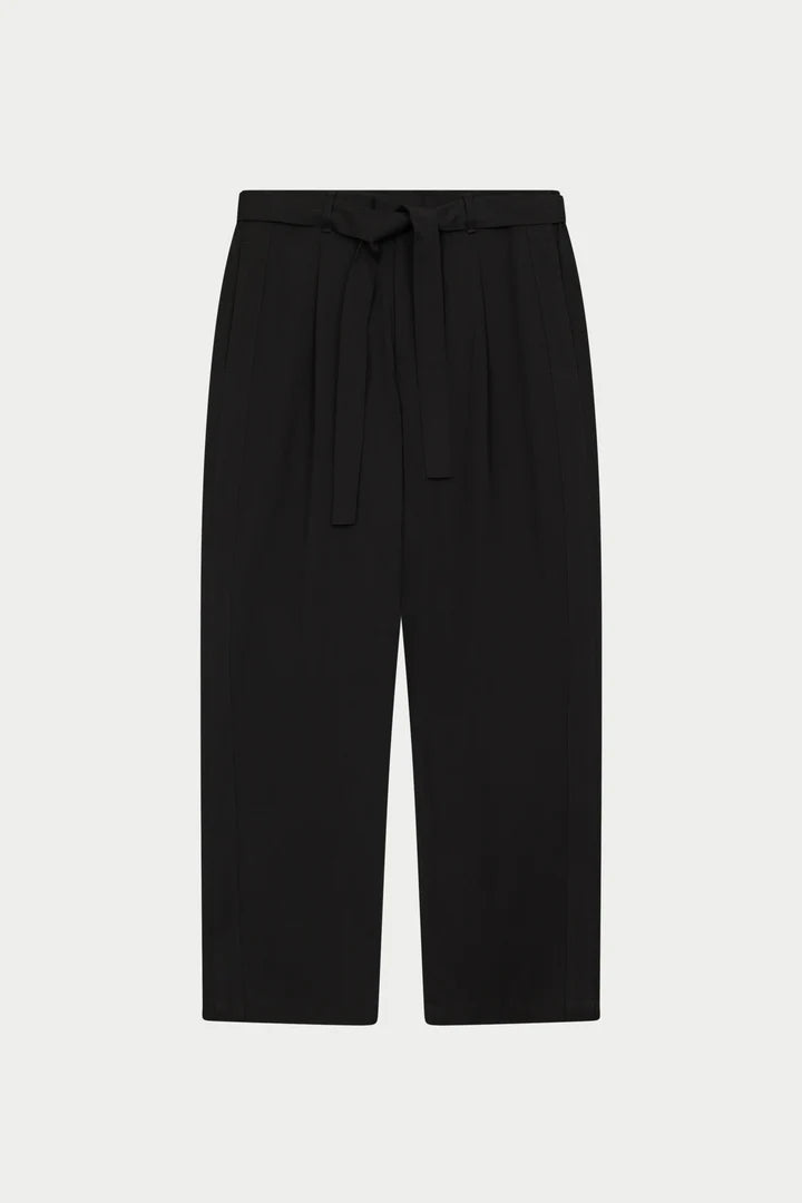 SMART TIE BELTED TROUSERS BLACK