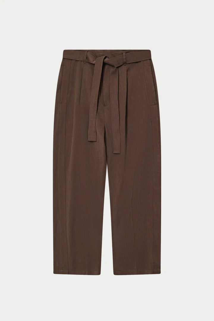 SMART TIE BELTED TROUSERS BROWN