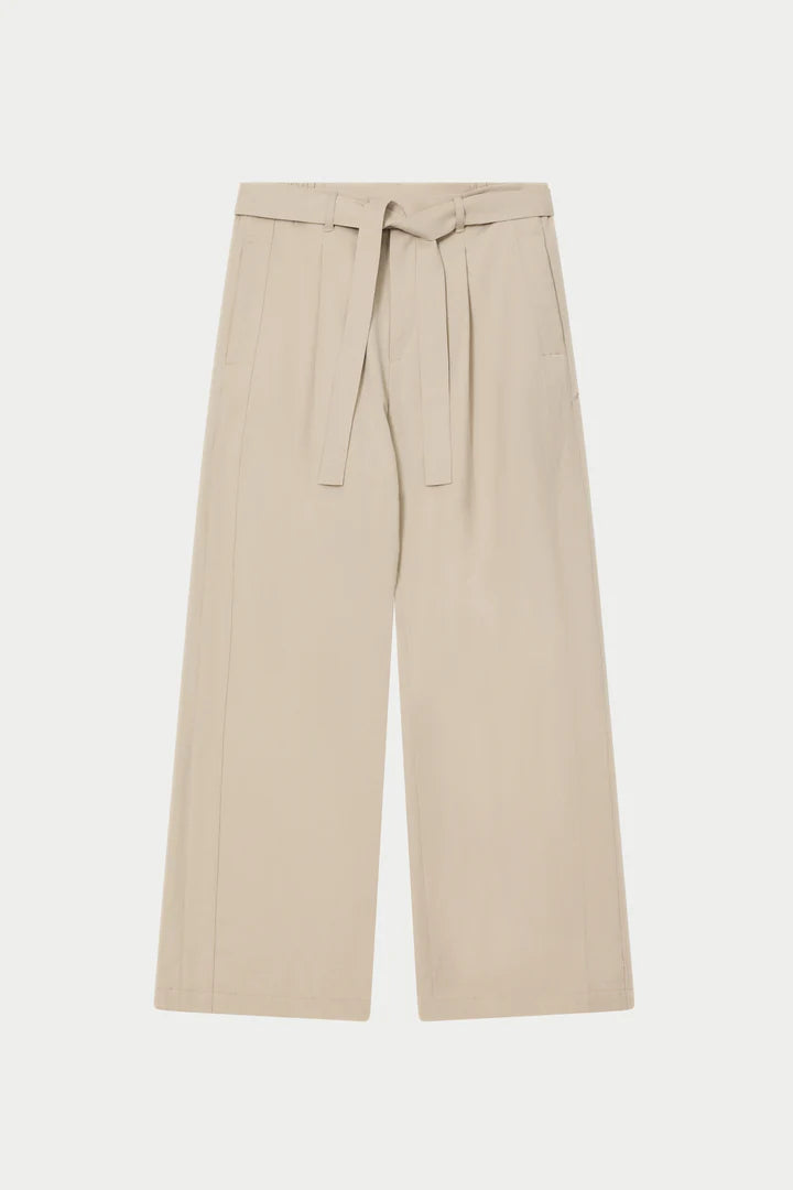 SMART TIE BELTED TROUSERS STONE