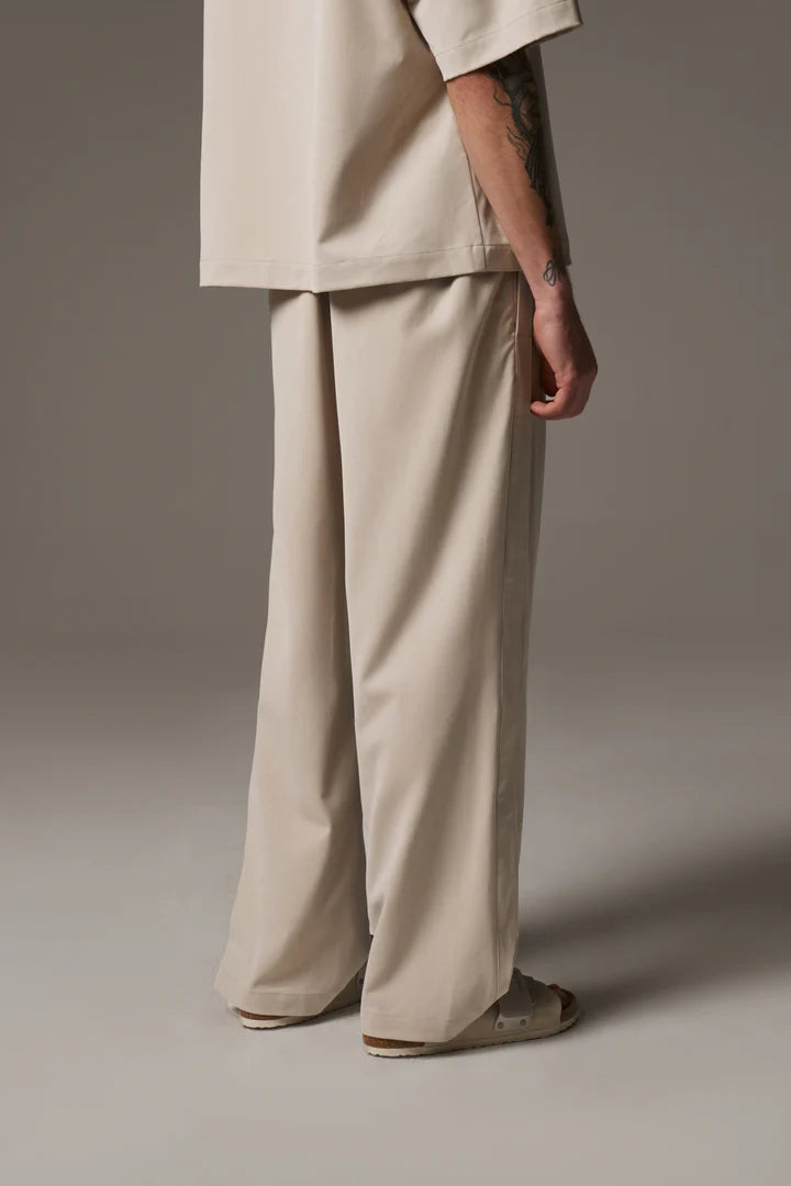 SMART TIE BELTED TROUSERS STONE