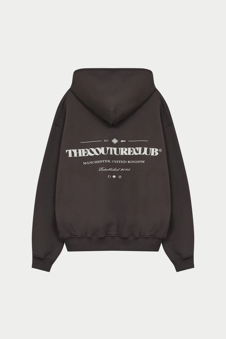MIXED FONT GRAPHIC HOODIE BROWN