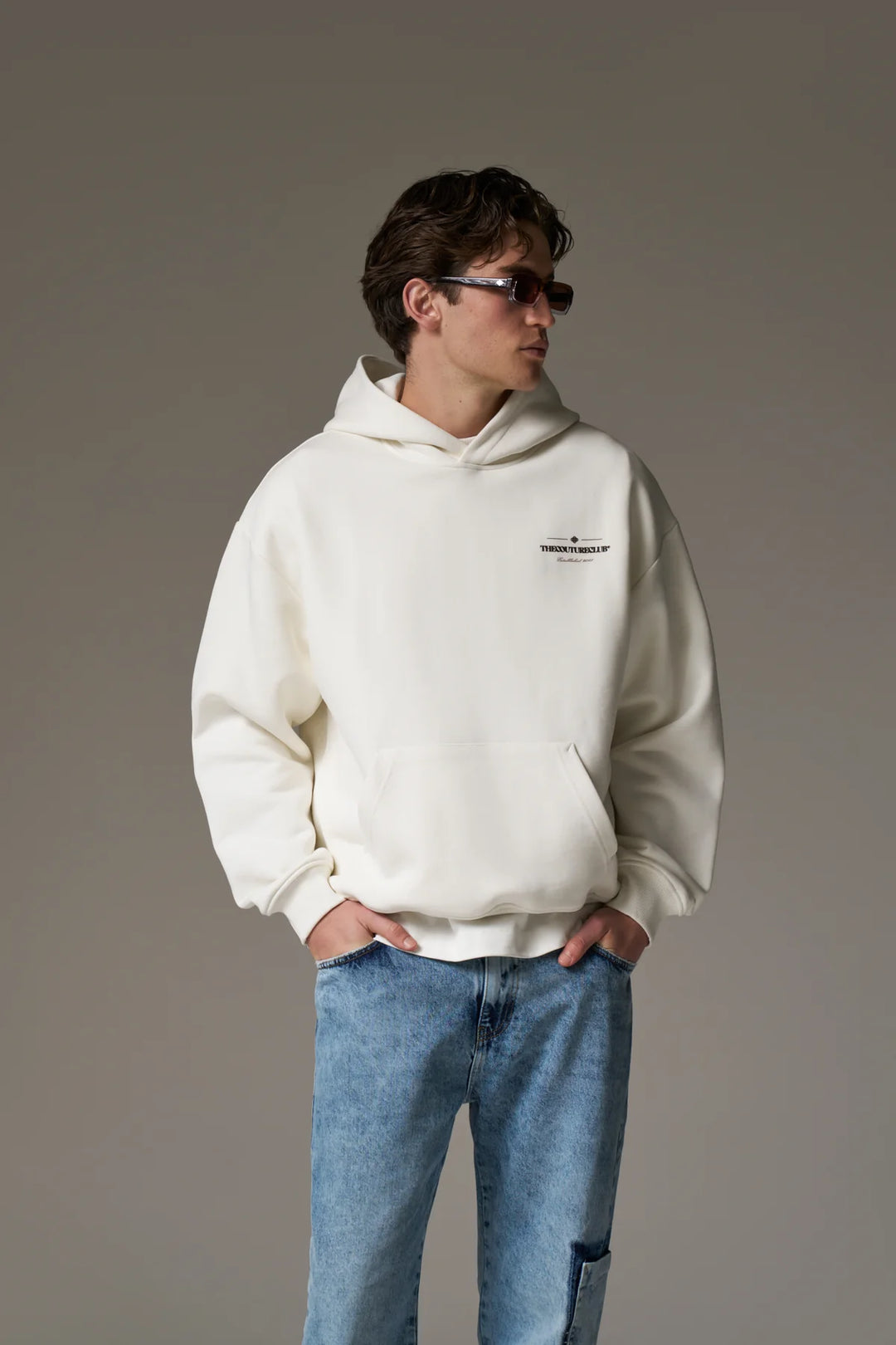 MIXED FONT GRAPHIC HOODIE OFF WHITE