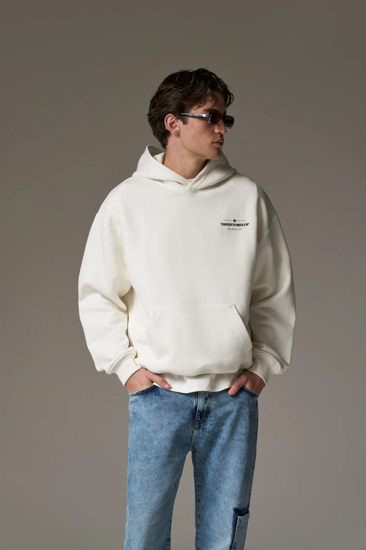MIXED FONT GRAPHIC HOODIE OFF WHITE