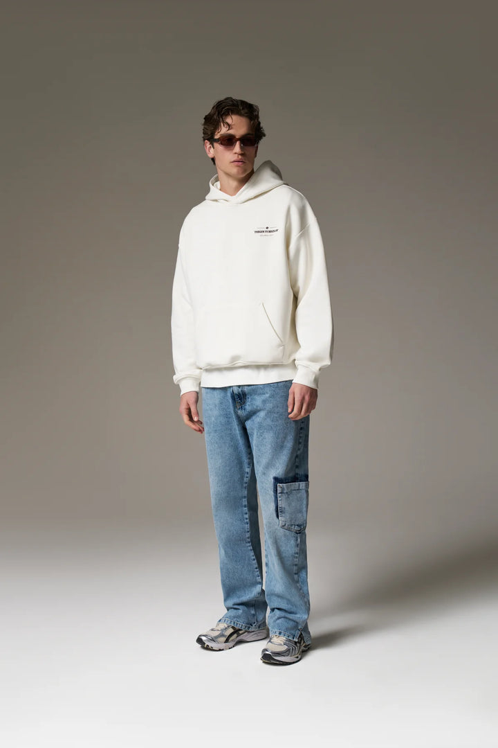 MIXED FONT GRAPHIC HOODIE OFF WHITE